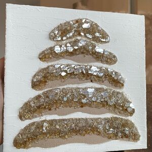 Citrine Crystal & Clear Quartz Crystal Tree Canvas Painting Christmas Decor